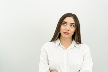 young business woman on white background   