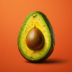 avocado with orange gradient background creative style front view, selective focus.