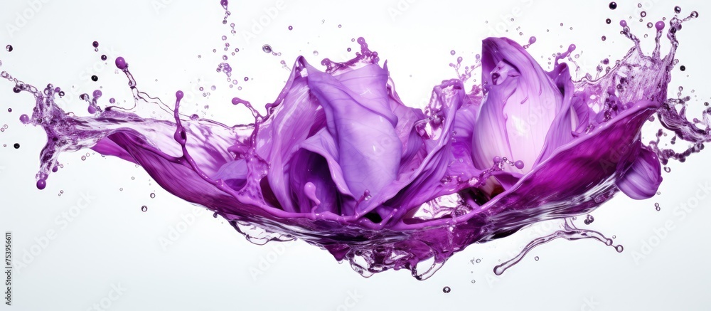 Aufkleber a vibrant purple liquid is seen splashing into the air, creating a dynamic and colorful display of m
