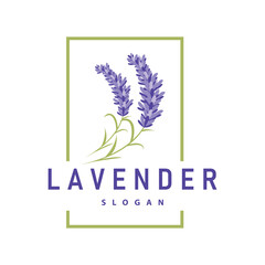 Fototapeta na wymiar Lavender Logo Elegant Purple Flower Plant Illustration Floral Ornament Design