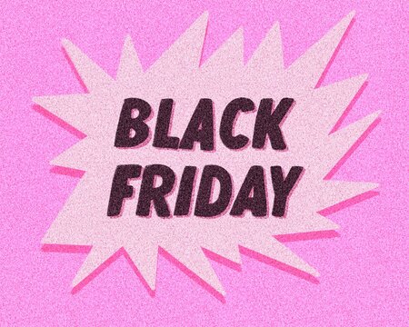 Black Friday promotion, Retro glitter on pink illustration