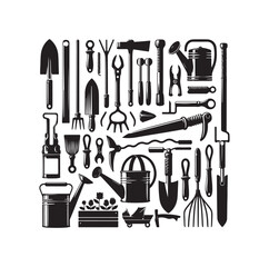 Obraz premium garden tools icon vector silhouette style illustration 