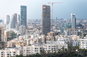 Fototapeta na wymiar Limassol Skyline with Modern Skyscrapers and construction sites