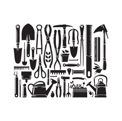 garden tools icon vector silhouette style illustration 