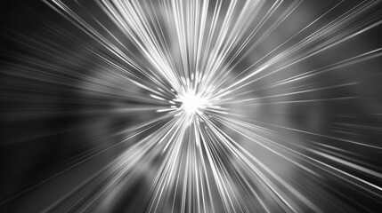 Abstract light beams radiating from a central point on a grey background