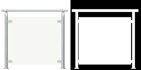 3D rendering illustration of a glass handrail module - obrazy, fototapety, plakaty