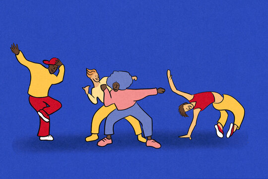 Four people dancing illustration