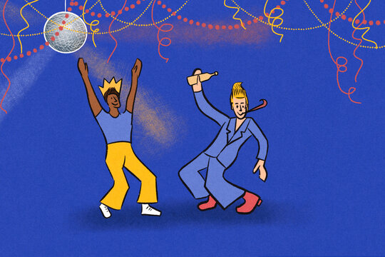 Two men dancing in a club