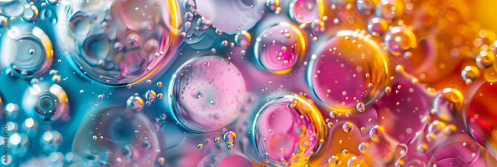Poster a macro photo of a microscope slide showing the intricate molecular structures of different dyes and