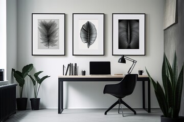 Monochromatic Minimalist Home Office Inspiration: Black & White Interiors