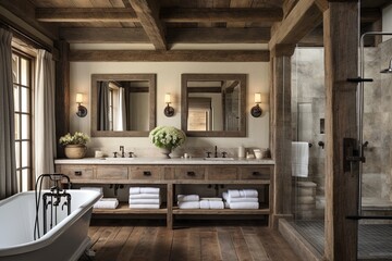 15 Rustic Farmhouse Bathroom Designs with Charming Farmhouse Style and Rustic Accents