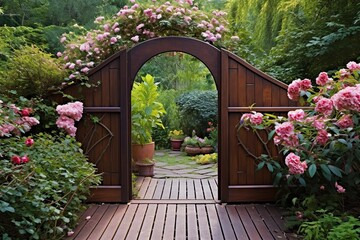 Fototapeta na wymiar Arched Gate Secret Garden Patio Designs: The Grand Entrance