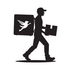 Delivery man silhouette  vector illustration set