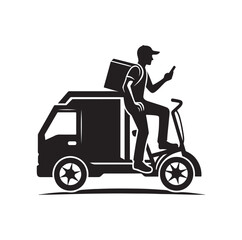 Delivery man silhouette  vector illustration set