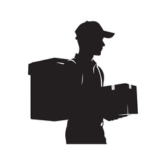 Delivery man silhouette  vector illustration set