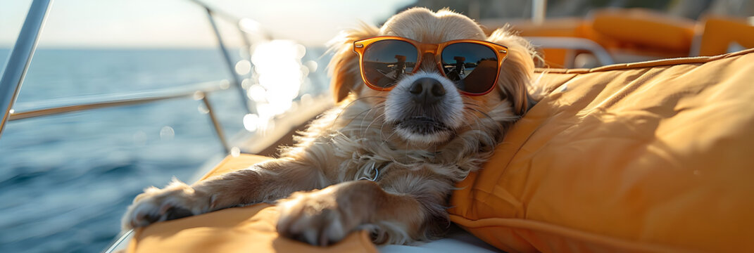 sea lion on the beach 3d image,
Pekingese Resting on a Yacht in Sunglasses 