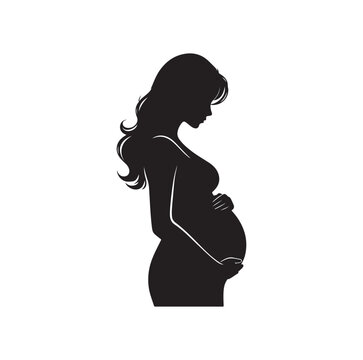 recommend clip art: Pregnant woman vector silhouette vector illustration isolated on white background
