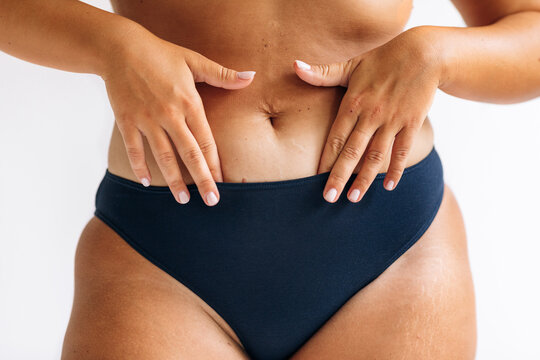 Woman in Her Underwear in Studio