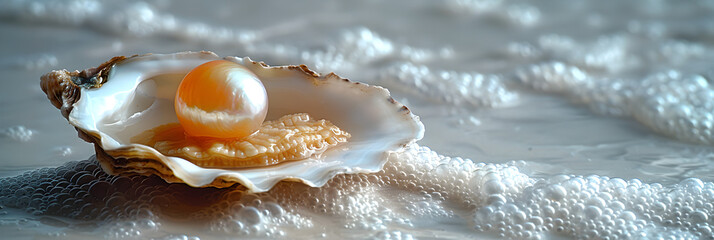 shell on the sand of beach,
Pearl Oyster Rests on a Sandy Shore - obrazy, fototapety, plakaty