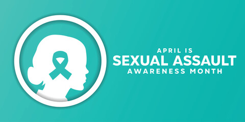 National Sexual Assault Awareness Month. women and ribbon. Great for cards, banners, posters, social media and more. Easy blue background.