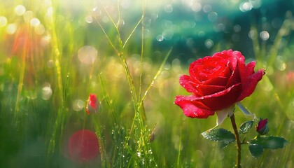 Red Rose in Morning Dew