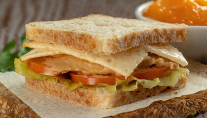 Turkey and Cheese Sandwich on Whole Grain Bread
