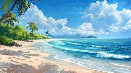 Zelfklevend Fotobehang beautiful mediterranean tropical beach background  © hisilly