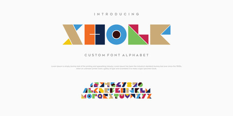Fototapeta premium Modern minimal abstract alphabet fonts. Typography technology, electronic, movie, digital, music, future, logo creative font. vector illustration