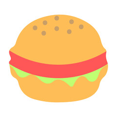 Delicious burger icon. Food flat design
