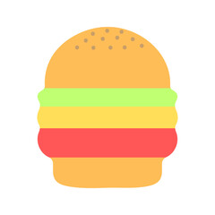 Delicious burger icon. Food flat design