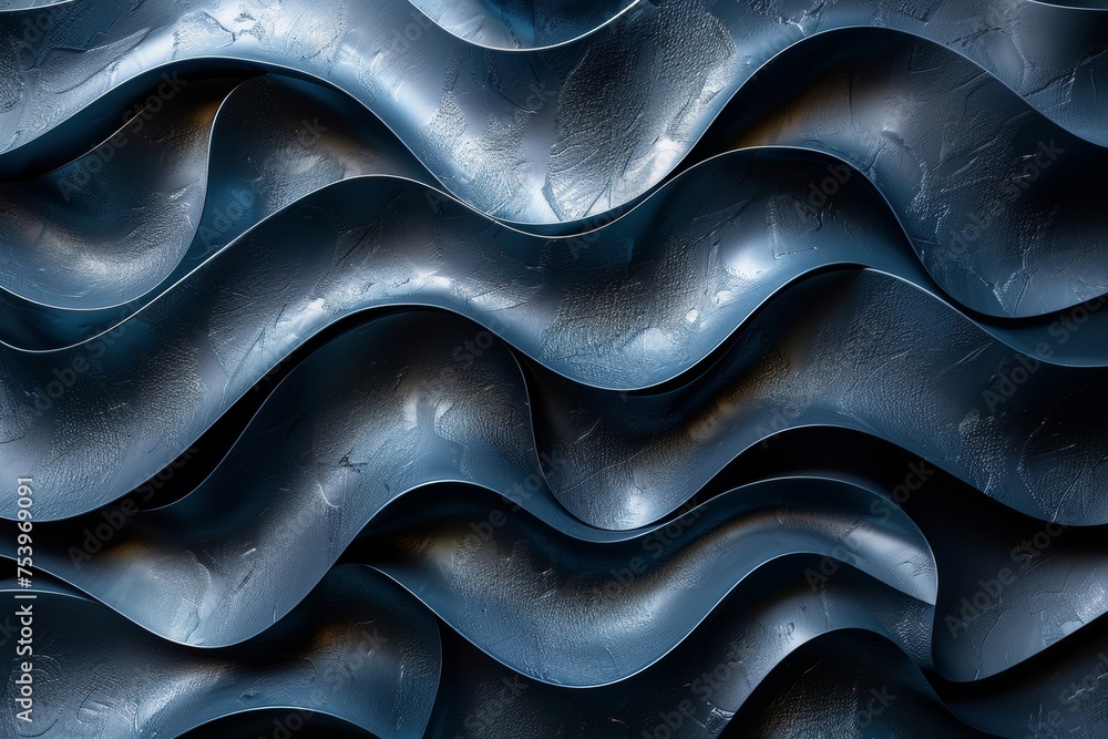 Aufkleber this image captures the intricate play of light on a glossy dark blue surface with a wavy textured p