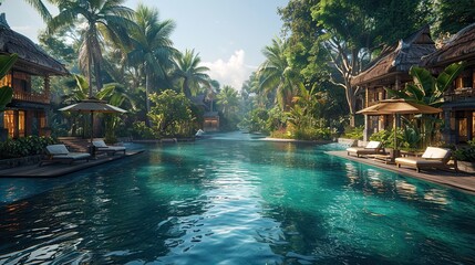 Fototapeta na wymiar Tropical Paradise: Exotic Oasis with Enchanting Island Scenery