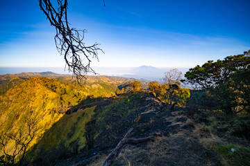 Amazing Mount Bromo volcano during sunny sky from king kong viewpoint on Mountain Penanjakan in...