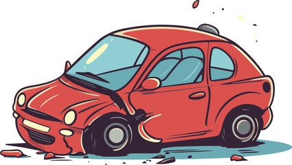 Detailed Vector Illustration of a Collision Between a Car and a Cyclist