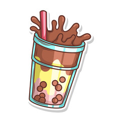 Bubble tea vector  sticker cartoon. hand draw illustration art


