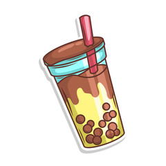 Bubble tea vector  sticker cartoon. hand draw illustration art


