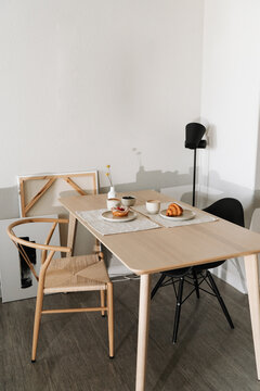 Morning Pastries On Tabletop With Coffee