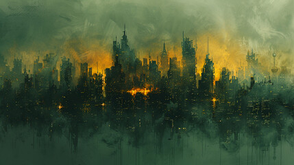 watercolor painting of a city skyline by Jakob Gauermann - obrazy, fototapety, plakaty