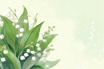 Lily of the Valley, drawing, copy space. Generative AI
