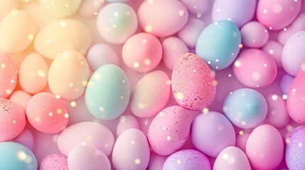 Pastel colored Easter eggs. Generative AI