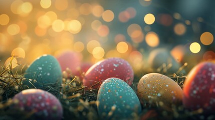 Fototapeta na wymiar Pastel colored Easter eggs. Generative AI