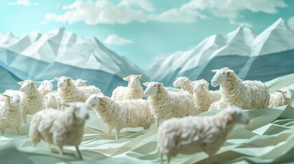 Obraz na płótnie Canvas Lambs, paper creation. Generative AI