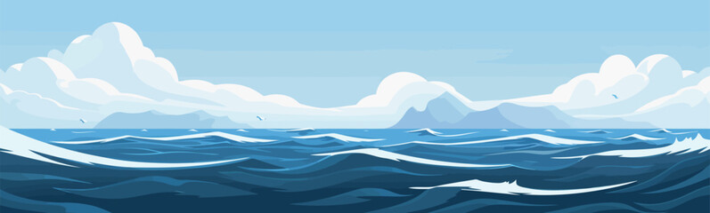 calm ocean isolated vector style - obrazy, fototapety, plakaty