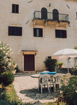 Old stone villa chairs garden