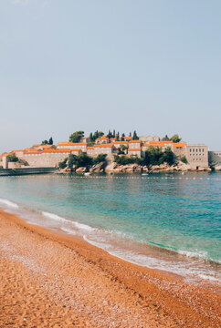 Beach and St.Stefan island