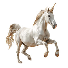 Obraz na płótnie Canvas Graceful White Unicorn in Full Gallop - Transparent