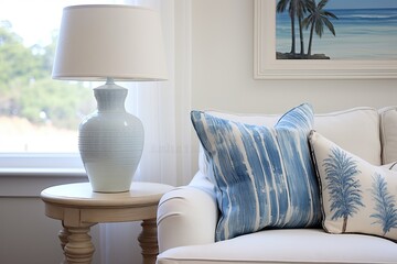 Ceramic Coastal Decor: Coastal Grandmother Style Living Room Elegance