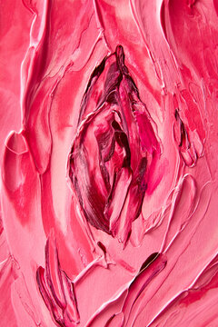 Artistic colored strokes canvas in form of female vagina