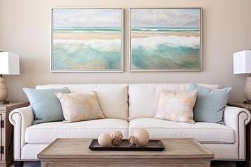 Coastal Grandmother Style: Framed Beach Paintings for Living Room Decor