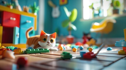 Lego Cat - obrazy, fototapety, plakaty